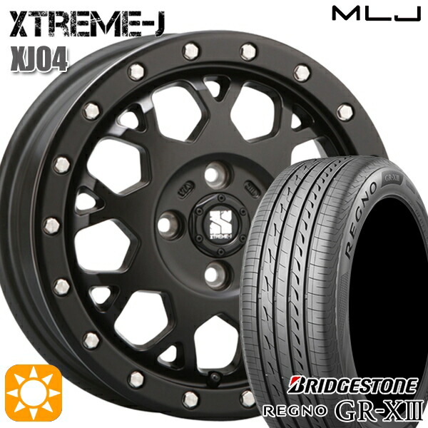 【取付対象】155/65R14 75H ブリヂストン レグノ GR-X3 MLJ エクストリームJ XJ04 サテンブラック 14インチ 4.5J 4H100 サマータイヤホイールセット |エムオートギャラリー