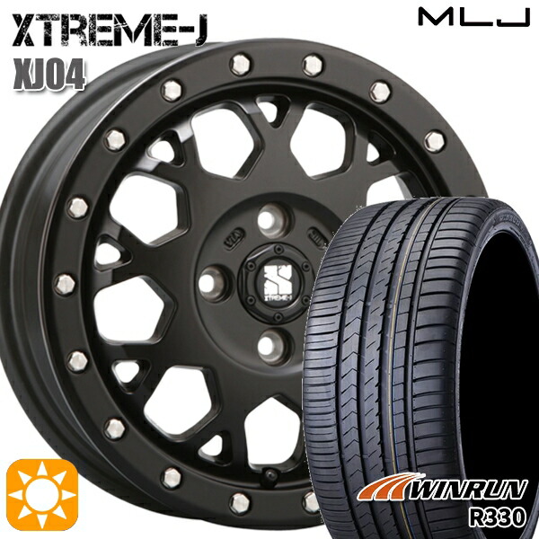 【取付対象】165/55R14 72H ウィンラン R330 MLJ エクストリームJ XJ04 サテンブラック 14インチ 4.5J 4H100 サマータイヤホイールセット