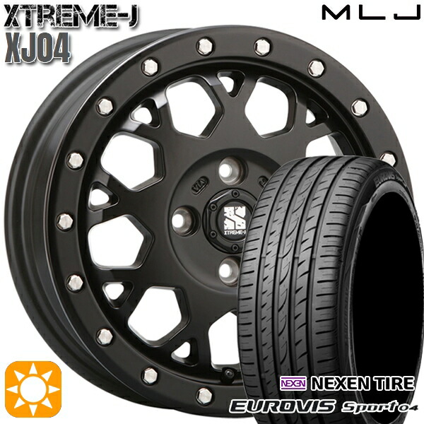 【取付対象】165/60R14 75H ロードストーン ユーロビズ Sport 04 MLJ エクストリームJ XJ04 サテンブラック 14インチ 4.5J 4H100 サマータイヤホイールセット