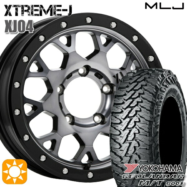 【取付対象】[5本セット]ジムニー 185/85R16 105/103N LT ヨコハマ ジオランダーM/T G003 MLJ エクストリームJ XJ04 グロスブラックマシーン/スモーククリア 16インチ 5.5J 5H139.7 サマータイヤホイールセット