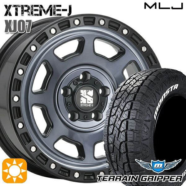 【取付対象】JEEPラングラー 285/70R17 121/118R LT モンスタ テレーングリッパー MLJ エクストリームJ XJ07 グロスブラック マシンインディゴ 17インチ 8.0J 5H127 サマータイヤホイールセット