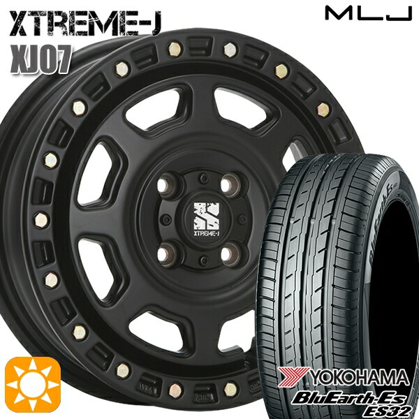 【取付対象】155/65R14 75S ヨコハマ ブルーアース ES32 MLJ エクストリームJ XJ07 サテンブラック 14インチ 4.5J 4H100 サマータイヤホイールセット 58,575円