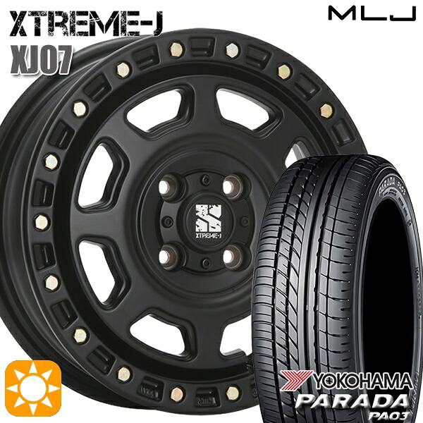 【取付対象】軽トラ 165/55R14C 95/93N ヨコハマ パラダ PA03 MLJ エクストリームJ XJ07 サテンブラック 14インチ 4.5J 4H100 サマータイヤホイールセット
