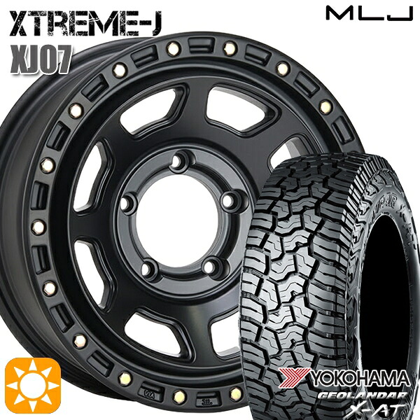 【取付対象】ジムニーシエラ/ノマド 215/70R16 100/97Q ヨコハマ ジオランダー X-AT G016MLJ エクストリームJ XJ07 サテンブラック 16インチ 6.0J 5H139.7 -5 サマータイヤホイールセット