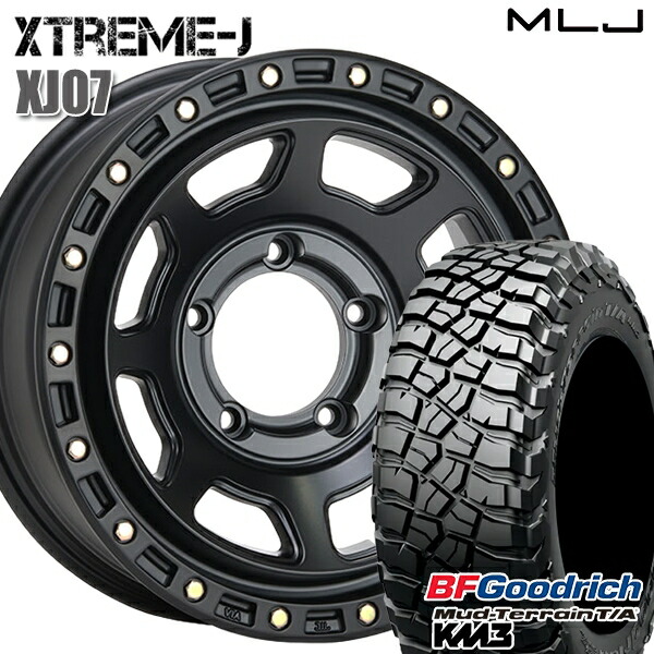 【取付対象】ジムニーシエラ/ノマド 225/75R16 115/112Q RBL BFグッドリッチ マッドテレーン T/A KM3 MLJ エクストリームJ XJ07 サテンブラック 16インチ 6.0J 5H139.7 -5 サマータイヤホイールセット