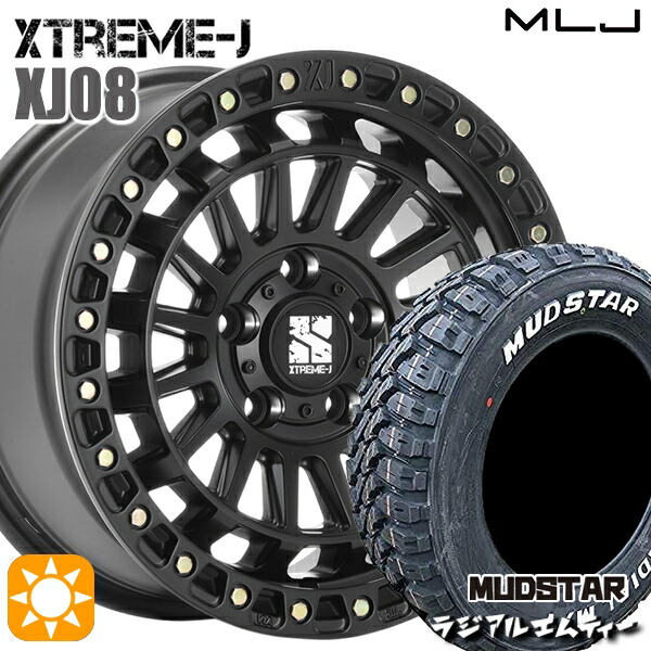 【取付対象】215/65R16 109/107R マッドスター ラジアル M/T ホワイトレター MLJ エクストリームJ XJ08 サテンブラック 16インチ 7.0J 5H114.3 サマータイヤホイールセット |エムオートギャラリー