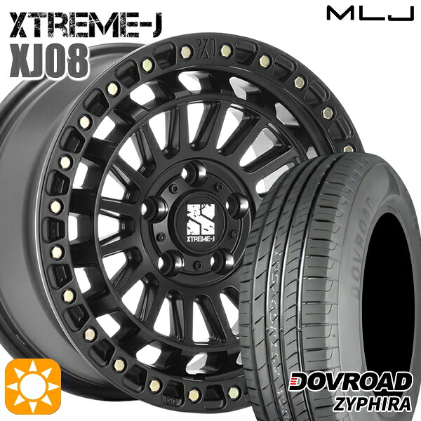 【取付対象】エルグランド クロスロード 215/65R16 98H DOVROAD ザイファイラ MLJ エクストリームJ XJ08 サテンブラック 16インチ 7.0J 5H114.3 サマータイヤホイールセット
