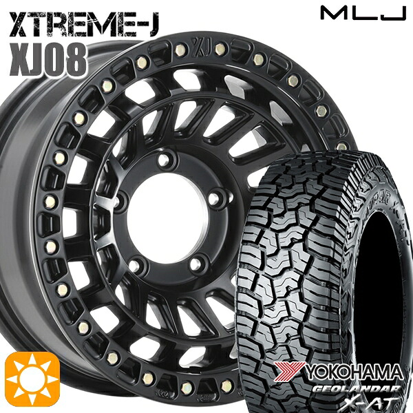 【取付対象】ジムニーシエラ ノマド 215/70R16 100/97Q ヨコハマ ジオランダー X-AT G016MLJ エクストリームJ XJ08 サテンブラック 16インチ 6.0J 5H139.7-5 サマータイヤホイールセット