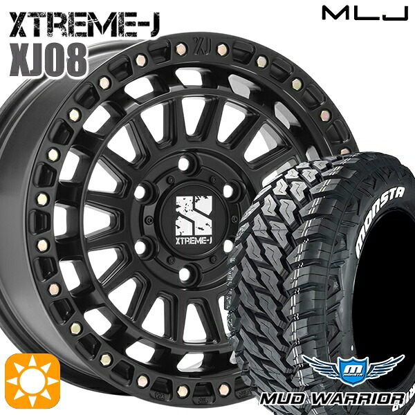 【取付対象】ランクル300 285/60R18 122/119Q LT モンスタ マッドウォーリアー MLJ エクストリームJ XJ08 サテンブラック 18インチ 8.0J 6H139.7 +50 サマータイヤホイールセット |エムオートギャラリー