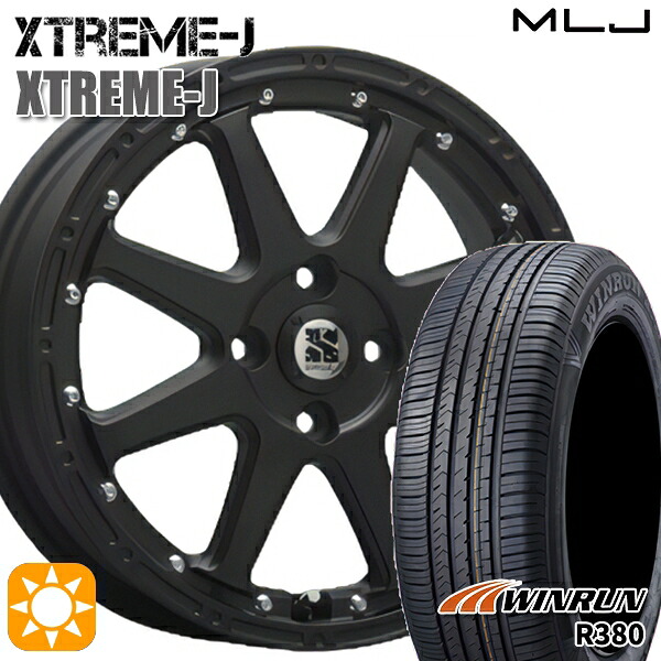 【取付対象】165/65R14 79T ウィンラン R380 MLJ エクストリームJ フラットブラック 14インチ 4.5J 4H100 サマータイヤホイールセット