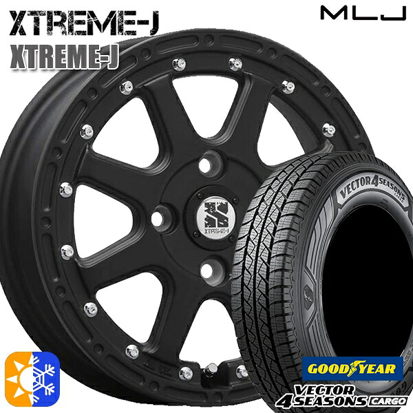 軽トラ 145/80R12 80/78N ベクター フォーシーズンズ カーゴ MLJ エクストリームJ 12インチ 4.0J 4H100 フラットブラック オールシーズンタイヤホイールセット ｜エムオートギャラリー
