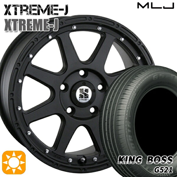 【取付対象】215/60R16 95V キングボス G521 MLJ エクストリームJ フラットブラック 16インチ 7.0J 5H114.3 サマータイヤホイールセット