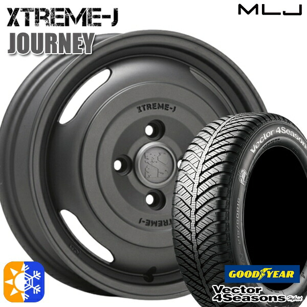 165/65R14 79H グッドイヤー ベクター フォーシーズンズ MLJ エクストリームJ ジャーニー ガンブラック 14インチ 4.5J 4H100 オールシーズンタイヤホイールセット