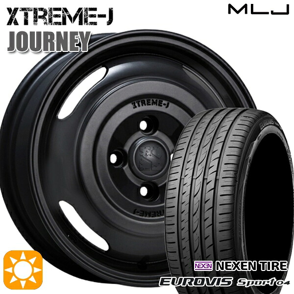 【取付対象】165/60R14 75H ロードストーン ユーロビズ Sport 04 MLJ エクストリームJ ジャーニー サテンブラック 14インチ 4.5J 4H100 サマータイヤホイールセット ｜エムオートギャラリー