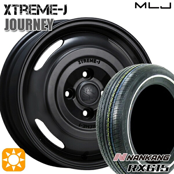 【取付対象】155/65R14 75H ナンカン RX615 ホワイトリボン MLJ エクストリームJ ジャーニー サテンブラック 14インチ 4.5J 4H100 サマータイヤホイールセット 66,330円