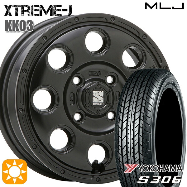 【取付対象】155/65R14 75S ヨコハマ S306 MLJ エクストリームJ KK03 サテンブラック 14インチ 4.5J 4H100 サマータイヤホイールセット 50,280円