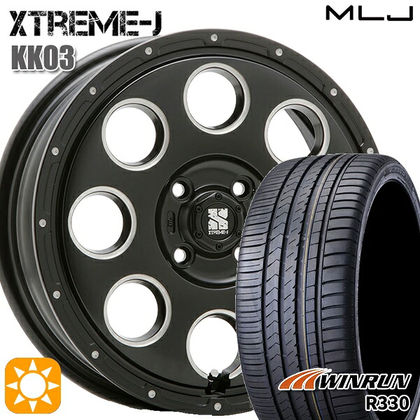 【取付対象】155/65R14 75T ウィンラン R330 MLJ エクストリームJ KK03 サテンブラックミルド 14インチ 4.5J 4H100 サマータイヤホイールセット ｜エムオートギャラリー