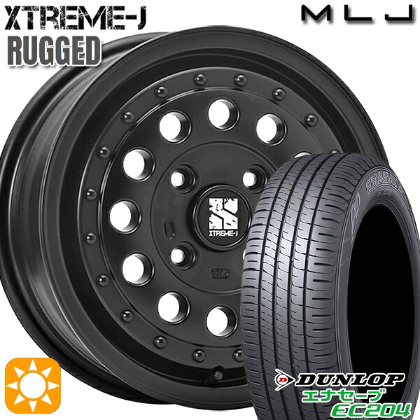 【取付対象】エブリィワゴン 165/60R14 75H ダンロップ エナセーブ EC204 MLJ エクストリームJ ラギッド サテンブラック 14インチ 5.0J 4H100 サマータイヤホイールセット