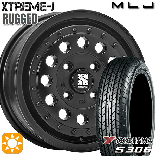 【取付対象】155/65R14 75S ヨコハマ S306 MLJ エクストリームJ ラギッド サテンブラック 14インチ 5.0J 4H100 サマータイヤホイールセット