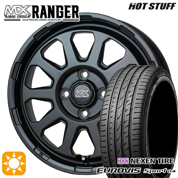 【取付対象】165/60R14 75H ロードストーン ユーロビズ Sport 04 ホットスタッフ マッドクロス レンジャー マットブラック 14インチ 4.5J 4H100 サマータイヤホイールセット |エムオートギャラリー