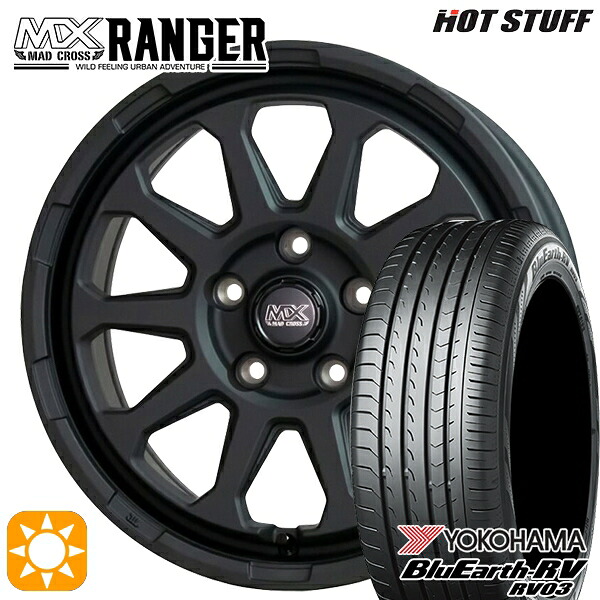 【取付対象】215/55R17 94V ヨコハマ ブルーアース RV03 ホットスタッフ マッドクロス レンジャー マットブラック 17インチ 7.0J 5H114.3 サマータイヤホイールセット |エムオートギャラリー