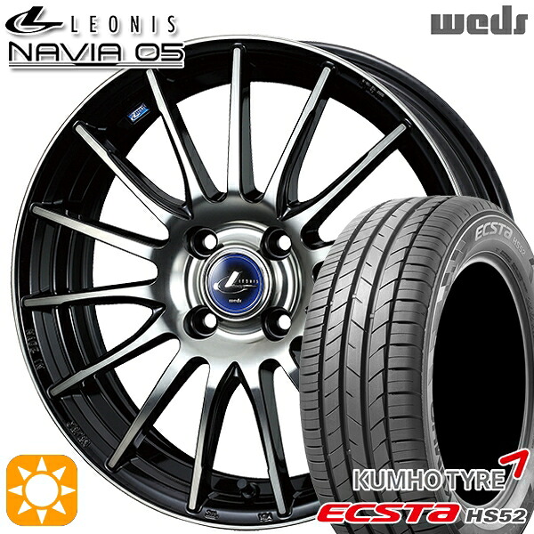 【取付対象】195/50R16 88V XL クムホ エクスタ HS52 Weds ウェッズ レオニス ナヴィア05 BPB (ブラック ミラーカット ブラッククリアー) 16インチ 6.0J 4H100 サマータイヤホイールセット |エムオートギャラリー