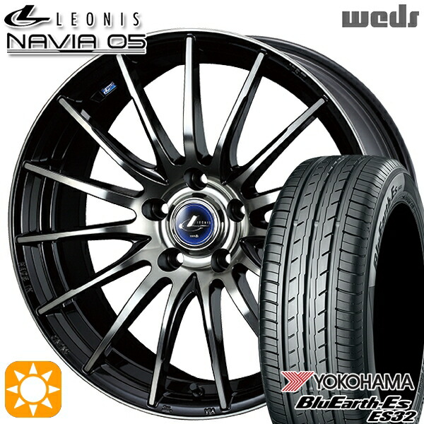【取付対象】リーフ ノア 205/55R16 91V ヨコハマ ブルーアース ES32 Weds ウェッズ レオニス ナヴィア05 BPB (ブラック ミラーカット ブラッククリアー) 16インチ 6.5J 5H114.3 サマータイヤホイールセット
