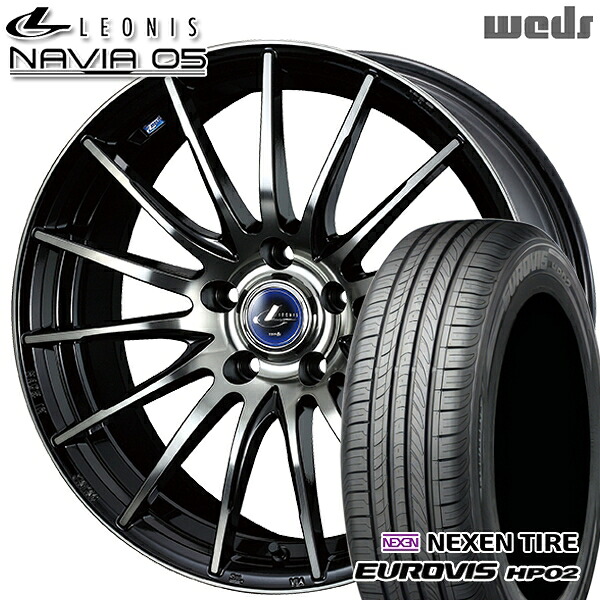 【取付対象】195/65R15 ネクセン ロードストーン ユーロビズ HP02 Weds ウェッズ レオニス ナヴィア05 BPB (ブラック ミラーカット ブラッククリアー) 15インチ 6.0J 5H100 サマータイヤホイールセット