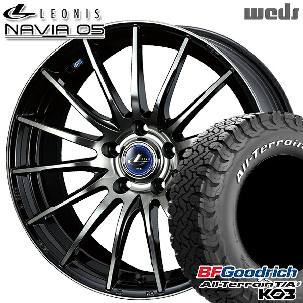 【取付対象】235/70R16 110/107S RWL BFグッドリッチ オールテレーン T/A KO3 Weds ウェッズ レオニス ナヴィア05 BPB (ブラック ミラーカット ブラッククリアー) 16インチ 6.5J 5H114.3 サマータイヤホイールセット |エムオートギャラリー