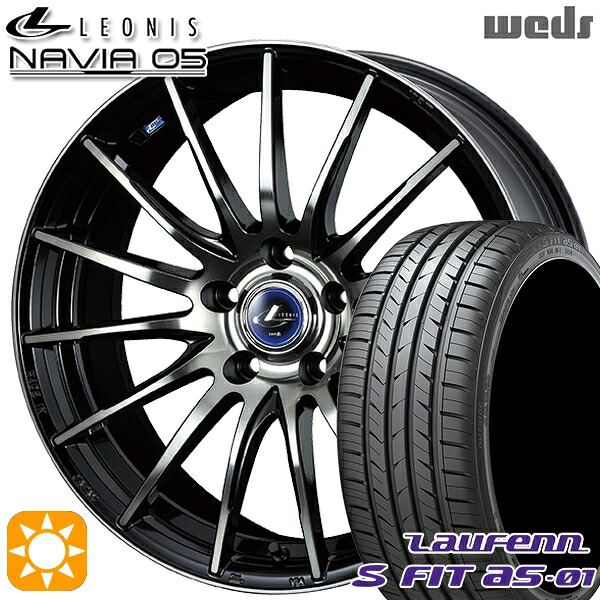 【取付対象】225/40R18 92W XL ラウフェン S FIT aS-01 LH02 Weds ウェッズ レオニス ナヴィア05 BPB (ブラック ミラーカット ブラッククリアー) 18インチ 7.0J 5H114.3 サマータイヤホイールセット