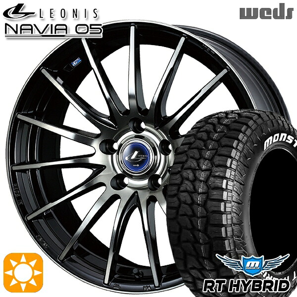 【取付対象】80ノア/ヴォクシー 195/65R15 91S RWL モンスタ RTハイブリッド Weds ウェッズ レオニス ナヴィア05 BPB (ブラック ミラーカット ブラッククリアー) 15インチ 6.0J 5H114.3 +50 サマータイヤホイールセット