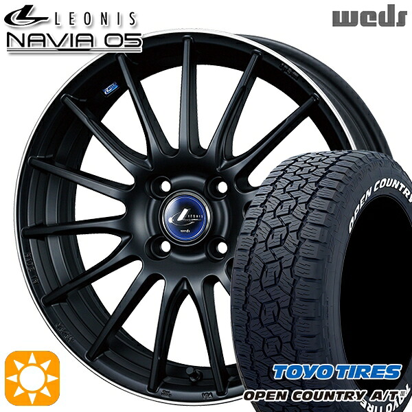 【取付対象】マツダ2 185/65R15 88H トーヨー オープンカントリーA/T3 ホワイトレター Weds ウェッズ レオニス ナヴィア05 MBP (マットブラック リムポリッシュ) 15インチ 5.5J 4H100 +43サマータイヤホイールセット |エムオートギャラリー