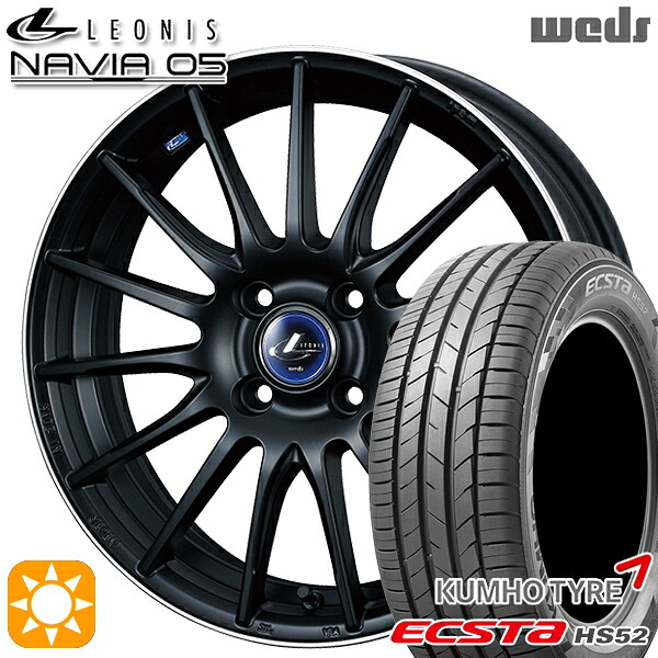 【取付対象】195/45R16 84V XL クムホ エクスタ HS52 Weds ウェッズ レオニス ナヴィア05 MBP (マットブラック リムポリッシュ) 16インチ 6.0J 4H100 サマータイヤホイールセット