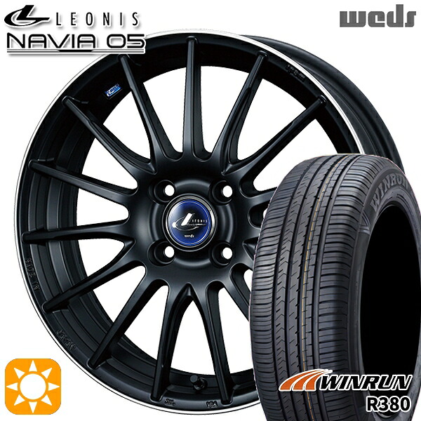 【取付対象】アクア 175/65R15 84H ウィンラン R380 Weds ウェッズ レオニス ナヴィア05 MBP (マットブラック リムポリッシュ) 15インチ 5.5J 4H100 +43サマータイヤホイールセット |エムオートギャラリー