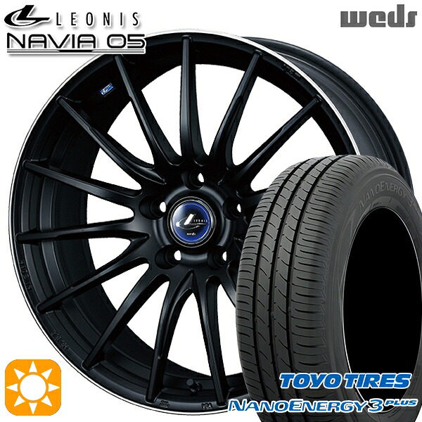【取付対象】225/45R18 91W トーヨー ナノエナジー3プラス Weds ウェッズ レオニス ナヴィア05 MBP (マットブラック リムポリッシュ) 18インチ 7.0J 5H114.3 サマータイヤホイールセット 105,650円