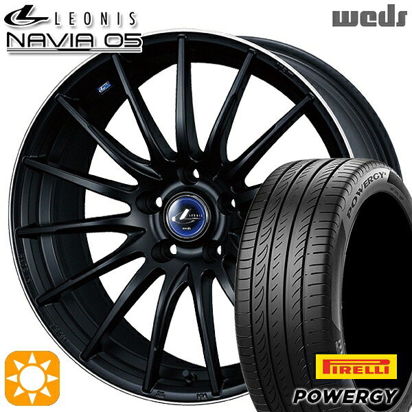 【取付対象】225/50R18 95W ピレリ パワジー Weds ウェッズ レオニス ナヴィア05 MBP (マットブラック リムポリッシュ) 18インチ 8.0J 5H114.3 サマータイヤホイールセット