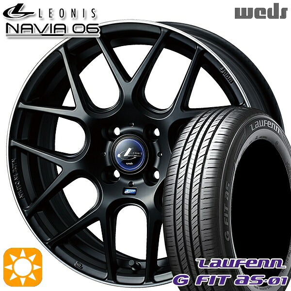 【取付対象】195/55R16 87V ラウフェン G FIT as-01 LH42 Weds ウェッズ レオニス ナヴィア06 MBP (マットブラックリムポリッシュ) 16インチ 6.0J 4H100 サマータイヤホイールセット