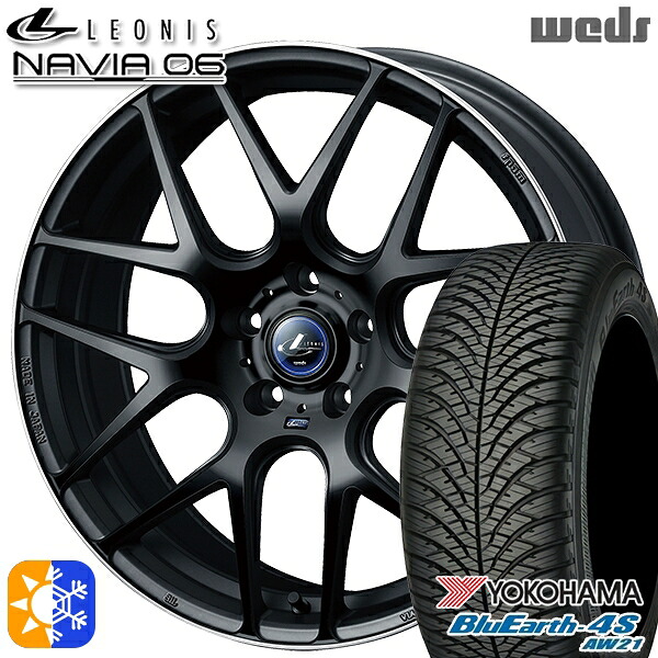 225/65R17 106V ヨコハマ ブルーアース 4S AW21 Weds ウェッズ レオニス ナヴィア06 MBP (マットブラックリムポリッシュ) 17インチ 7.0J 5H114.3 オールシーズンタイヤホイールセット ｜エムオートギャラリー
