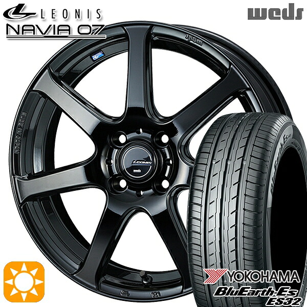 【取付対象】165/50R15 73V ヨコハマ ブルーアース ES32 Weds ウェッズ レオニス ナヴィア07 PBK (プレミアムブラック) 15インチ 4.5J 4H100 サマータイヤホイールセット