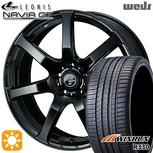 【取付対象】アウトランダー エクストレイル 225/55R18 98V ウィンラン R330 Weds ウェッズ レオニス ナヴィア07 PBK (プレミアムブラック) 18インチ 8.0J 5H114.3 サマータイヤホイールセット |エムオートギャラリー