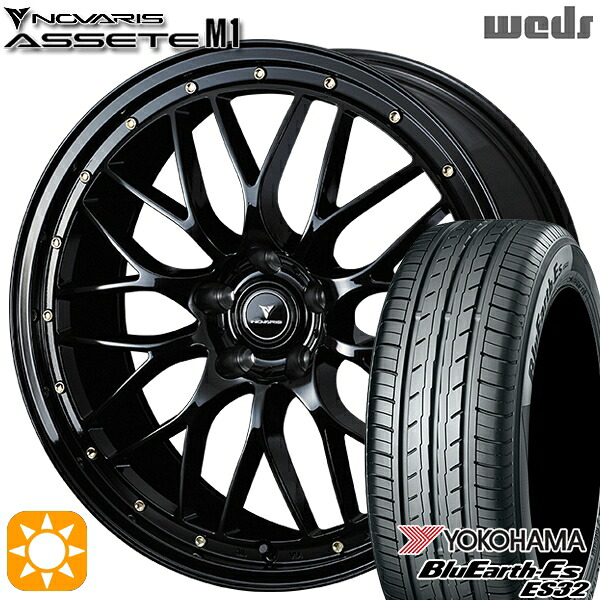 【取付対象】225/50R18 95V ヨコハマ ブルーアース ES32 Weds ウェッズ ノヴァリス アセット M1 ブラック/ゴールドピアス 18インチ 8.0J 5H114.3 サマータイヤホイールセット |エムオートギャラリー