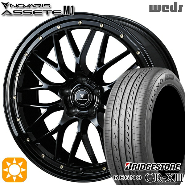 【取付対象】プリウスα クラウン 235/35R19 91W XL ブリヂストン レグノ GR-X3 Weds ウェッズ ノヴァリス アセット M1 ブラック/ゴールドピアス 19インチ 8.0J 5H114.3 サマータイヤホイールセット
