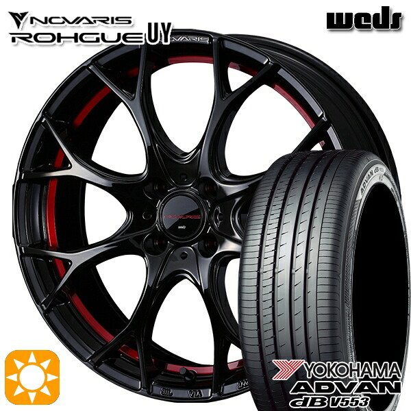 【取付対象】マツダ2 ノート 205/45R17 88W XL ヨコハマ アドバンデシベル V553 Weds ウェッズ ノヴァリス ローグ UY ピアノブラック/レッドライン 17インチ 6.5J 4H100 +40/+50 サマータイヤホイールセット |エムオートギャラリー