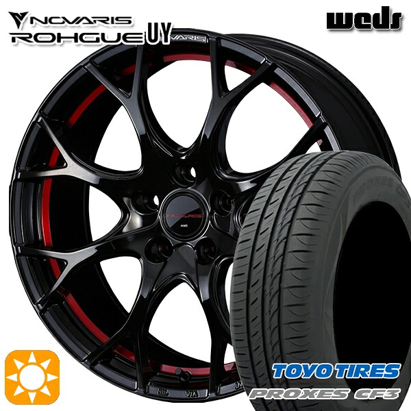 【取付対象】225/45R18 95W XL トーヨー プロクセス CF3 Weds ウェッズ ノヴァリス ローグ UY ピアノブラック/レッドライン 18インチ 8.0J 5H114.3 サマータイヤホイールセット |エムオートギャラリー