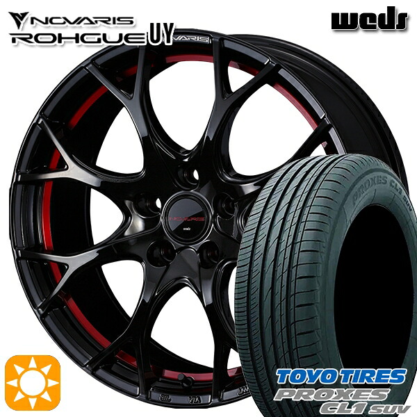 【取付対象】215/50R18 92V トーヨー プロクセス CL1 SUV Weds ウェッズ ノヴァリス ローグ UY ピアノブラック/レッドライン 18インチ 7.0J 5H114.3 サマータイヤホイールセット