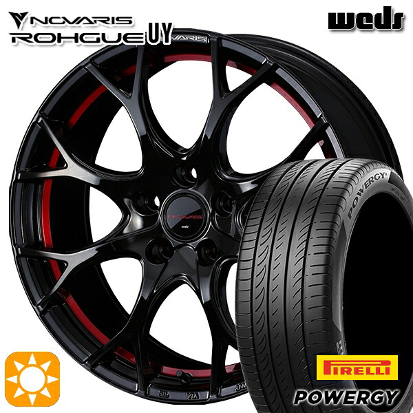 【取付対象】エスクァイア セレナ 205/50R17 93W XL ピレリ パワジー Weds ウェッズ ノヴァリス ローグ UY ピアノブラック/レッドライン 17インチ 7.0J 5H114.3 サマータイヤホイールセット