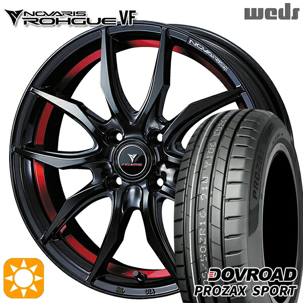 【取付対象】205/45R17 88W XL DOVROAD プロザックススポーツ Weds ウェッズ ノヴァリス ローグ VF ピアノブラック/レッドライン 17インチ 6.5J 4H100 サマータイヤホイールセット