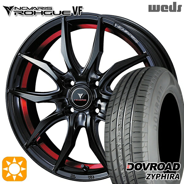 【取付対象】アクア クロスビー 185/55R16 83V DOVROAD ザイファイラ Weds ウェッズ ノヴァリス ローグ VF ピアノブラック/レッドライン 16インチ 6.0J 4H100 サマータイヤホイールセット |エムオートギャラリー