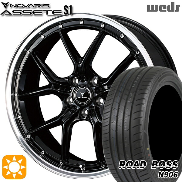 【取付対象】245/35R20 95W XL ロードボス N906 Weds ウェッズ ノヴァリス アセット S1 ブラック/リムポリッシュ 20インチ 8.5J 5H114.3 サマータイヤホイールセット