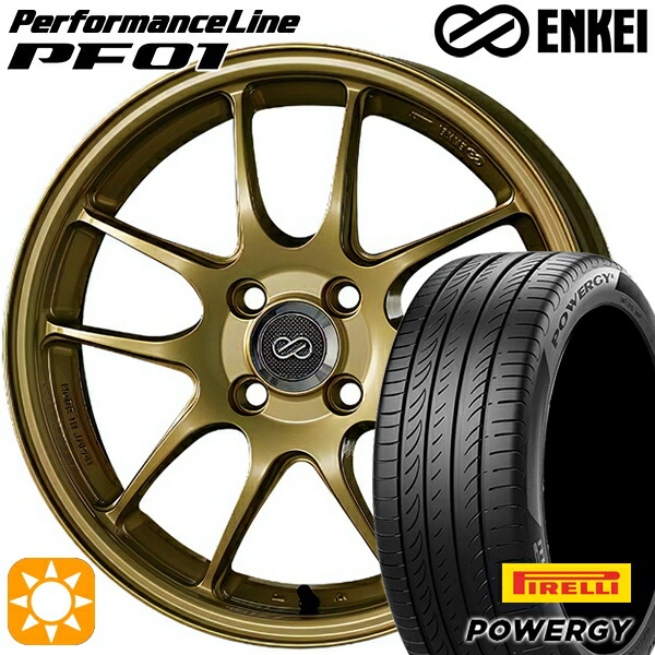 【取付対象】225/40R18 92W XL ピレリ パワジー ENKEI エンケイ パフォーマンスライン PF01 ゴールド 18インチ 7.0J 5H114.3 サマータイヤホイールセット |エムオートギャラリー